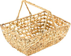 Wicker Picnic Basket with Handles, Wicker Baskets with Wooden Base for Picnic, Camping & Storage Basket