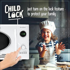 Nostalgia Retro Countertop Microwave Oven, 0.9 Cu. Ft. 800-Watts with LED Digital Display, Child Lock, Easy Clean Interior, Cu.Ft, White