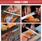 Electric Fillet Knife for Fish - Fillet Knife Kit Combo Non-Slip Handle with 4 Stainless Steel Blades Fishing Gift For Men (red)