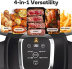 4.4QT Glass Air Fryer Non-Toxic, 4 Presets & Manual Control, 180-400℉ Precise Heat Smart Air Fryer Oven, Auto-Pause & Resume, Microwave & Dishwasher Safe Dual Glass Container