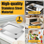 2 Pack Baking Sheet, 6.9 x 9.2 x1 Inch Stainless Steel Cookie Sheet, Toaster Oven Tray Pans, Heavy Duty Baking Pans for Kitchen, Bakings Tray for Oven, Easy Clean & Dishwasher Safe