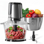 Simple Deluxe 450W Food Processor, Electric Food Chopper with 2x8 Cup Bowls & 2 Bi-Level Blades, Small Food Chopper Meat Grinder for Nuts, Fruits, Veggies, Baby Food & More