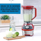 Kenmore Countertop Blender – Electric Mixer for Smoothies, Ice Crush & Pulse Function, Heavy Duty Tritan plastic Pitcher licuadora With 6 Speed, Kitchen Appliance, Dishwasher-Safe Jar, Red