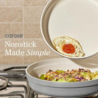 Carote 20pcs Ceramic Cookware Set with Detachable Handles, Pots and Pans Set Non Stick, RV Kitchen Cooking Pot and Pan, Dishwasher Safe, Non-toxic Induction Cookware PFAS and PFOA Free, Grey