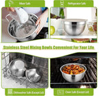 P&P CHEF Khaki Mixing Bowls with Lids, Set of 3, Stainless Steel Salad Nesting Bowl for Mixing, Storing, Prepping, Airtight & Stackable, Size 4.6/3 /1.5 QT