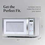 Farberware 1.1 Cu. Ft. Countertop Microwave Oven – 1000 Watts Power, Auto Cook Settings, Defrost, Easy Clean and Child Safety Lock - White Platinum