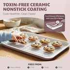 Gotham Steel 6 Pc Stackable Baking Pans Set, 70% Space Saving Design, Ceramic Bakeware Sets Non Toxic Made Without PFOA PFOS, with Baking Sheet Tray, Cake & Muffin Pans, Oven & Dishwasher Safe