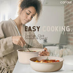 CAROTE 19pcs Pots and Pans Set Non Stick, Nonstick Cookware Set Detachable Handle, Induction Kitchen Cooking Sets with Removable Handle, RV Kitchen, Oven Safe, Taupe