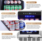 ORYMUSE 15 Inch Beverage Refrigerator, 130 Can Capacity Under Counter Fridge with Lock & Glass Door, Quiet Built-in or Freestanding Beer Cooler, Powerful Compressor for Fast Cooling