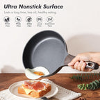 SENSARTE Pots and Pans Set Non stick, Non toxic Healthy Induction Cookware Sets, 14 Pcs Non Stick Kitchen Cooking Set with Frying Pans Set & Saucepan, PFOA PFOS APEO Free, Black