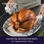 Circulon Ultra-Lasting Nonstick Roasting Pan with Rack, Roaster Pan with Easy Serve Rack, 17-Inch x 13-Inch, Black