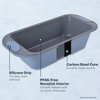Pyrex (3-Piece) Metal Cookie Sheet Bakeware Set, Lightweight Stainless Steel Baking Trays with Heatsafe Silicone Handles, Cookie Sheet Baking Pan, Cerulean