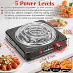 Vivicreate Electric Hot Plate, Portable Countertop Electric Cooktop, Adjustable Temperature Control, 110V Extra Burner for Apartment, Dorm, RV, Small Kitchen (Single Coil Burner)