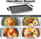 Hamilton Beach Nonstick Double Griddle 19x11-Inch - Black Aluminum Griddle with Soft Touch Bakelite Handle - Flared Edge - Spiral Bottom, Easy to Clean, Multipurpose Use - Durable & Dishwasher Safe