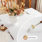 Textured White Fabric Table Cloth Rectangle, Spill Proof & Reusable Faux Linen Tablecloth for 8 Foot Rectangular Table, Easy Clean for Dining Banquet Wedding, 54 x 108 Inch