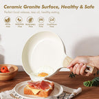 SENSARTE Ceramic Cookware Sets, Pots and Pans Set Non stick, Granite Induction Cookware, Non toxic Healthy Non Stick Kitchen Cooking Set, with Frying Pans Set, PFAS PTFE PFOA PFOS Free,14 Pcs
