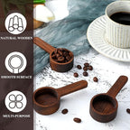 Skyley 4 Pcs Coffee Wooden Scoop for Canisters Jars 15ml 1 Tablespoon Small Coffee Scoop for Ground Caf Walnut Wood Measuring Spoons Home Kitchen Accessories for Beans, Tea, Sugar, Bath Salt