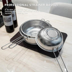 Metal Fine Mesh Strainer and Colander for Kitchen with Handle, Stainless Steel Pasta Strainer/Kitchen Funnel/Collander/Sifter for Strain/Wash Vegetables, Fruits, Spaghetti, Rice (8.6＂)