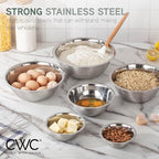 COOK WITH COLOR Stainless Steel Mixing Bowls Set - Nesting Bowls, 6 Pieces, Silver with Non Slip Bottom