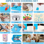 42-Piece Kids Cooking Set - Real Knife, Baking Set, Pots & Pans, Pretend Play Toys - Apron & Chef Hat for Boys