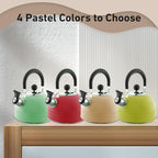 Lily's Home 2 Quart Stainless Steel Whistling Tea Kettle, the Perfect Stovetop Tea and Water Boilers for Your Home, Dorm, Condo or Apartment. (Pastel Red)