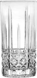 Lorren Home Trends Tall 12 Ounce Drinking Glass-Textured Cut Glass, Set of 6
