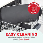 Dash Deluxe Everyday Griddle - Electric Griddle with Removable Plate - Nonstick, Easy-Clean Surface & Anti-Slip Base - Recipe Book Included - Gray