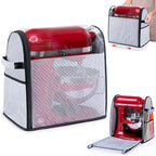BAGSPRITE Full Open Stand Mixer Cover with Slider Base Compatible with KitchenAid 6-8 Qt Bowl-Lift Mixers – Dustproof Quilted Kitchen Aid Mixer Cover with Pockets for Accessories & Attachments