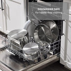 T-Fal Gourmet 11" & 12" Stainless Steel Pan Set, Induction Compatible, Dishwasher Safe, Oven Safe to 500°F, Skillet Set, Frying Pans, Silver