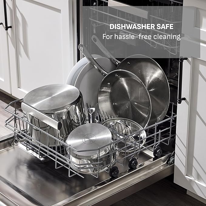 T-Fal Gourmet 11" & 12" Stainless Steel Pan Set, Induction Compatible, Dishwasher Safe, Oven Safe to 500°F, Skillet Set, Frying Pans, Silver
