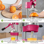 Zulay Kitchen Cast Iron Juicer - Easy-to-Clean Heavy-Duty Manual Juicer, Professional Citrus Juicer - Stainless Steel Lemon Squeezer - Manual Citrus Press & Orange Squeezer - Orange Juicer