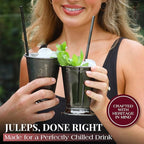 Gusto Nostro Mint Julep Cups Set of 4 - Stainless Steel Julep Cup Kit with Straws, Muddler, Spoon, Recipes, Vases - Southern-style Cocktail Glasses for Home Bar - Stainless Steel Cocktail Cups (Black)