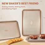 Baking pans Set, 2 Sheet Pans(17.5'' X 11.8'') and 250 unbleached Sheets of Parchment Paper, Thickened Nonstick Cookie Sheet for Baking, Carbon Steel Baking Pan