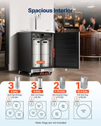 VEVOR Beer Kegerator, Triple Tap Commercial Draft Beer Dispenser for D system, Full Size Keg Refrigerator with 5lbs CO2 Tank, Hold 3 Sixth/2 Slim/3 Ball lock keg (3 taps - D system - stainless steel)