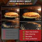Large Oven Liners for Bottom of Oven, 17"x75" Heavy Duty Non-Stick Oven Liner Mat, Reusable Heat Resistant Grill & Baking Mat, BPA/PFOA Free Roaster Liners, Fits Electric, Gas, Toaster Ovens (Black)