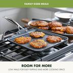 GreenPan Valencia Pro Hard Anodized Healthy Ceramic Nonstick 11" Griddle Pan, PFAS-Free, Induction, Dishwasher Safe, Oven Safe, Gray