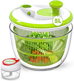RTMAXCO Salad Spinner, 5L Large Capacity Lettuce Washer with Easy Spin Mechanism, BPA-Free Vegetable Dryer for Kitchen.