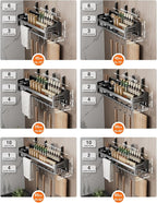 utensil hanger, wall mounted kitchen rail with hooks, waterproof hooks for kitchen utensils, easy installation without drilling (15.8 inches, Cups, 2)
