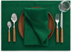 Solino Home Linen Placemats Set of 4 - Christmas Green Placemats 14 x 19 Inch - 100% Pure Linen Table Place Mats - Fete