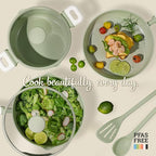 CAROTE Pots and Pans Set Nonstick, Ceramic Cookware Set, Green Cooking Set Kitchen Induction Set with Steamer, PFAS PTFE Free,9 Piece