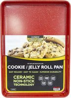 casaWare 3pc Ultimate Commercial Weight Cookie Sheet Set, Two 15 x 10-Inch Pans, One 13 x 9-Inch-Inch Pan (Red Granite)