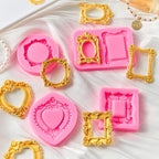 Puyeipt 4 Pcs Photo Frame Silicone Molds, Baroque Style Picture Photo Frames Fondant Molds for Cupcake Topper, Chocolate, Candy, Donut Cake Puck Decoration and Clay Craft Making