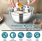 TeamFar Mixing Bowls, Stainless Steel Nesting Salad Bowls with Airtight Lids Set, For Serving/Mixing/Storing, Healthy & Heavy-duty, Dishwasher Safe & Easy Clean, 4.6/3 / 1.5 QT, Navy Blue