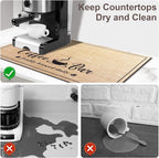 CooRug Absorbent Coffee Mat, Fashion Dish Drying Mat for Kitchen Counter Coffee Bar Accessories Espresso Machine Dish Rack 17" x 32" Beige