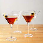 True Manhattan Martini Glass, Crystal Cocktail Coupes, Clear Glass, Cocktail glass set, Dishwasher Safe, Holds 12 oz., Set of 4