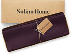 Solino Home Linen Placemats Set of 4-100% Pure Linen Chambray Burgundy Cloth Placemats 14 x 19 Inch for Valentines, Holiday, Winter, New Year - Athena