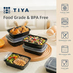 TIYA Food Containers - 32 oz Bulk 150 Pack with Lids - Rectangular Plastic To-Go Containers - Reusable, Microwavable, Dishwasher Safe - Leak-Proof for Meal Prep - BPA-Free