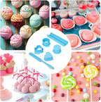 Cake Pop Mold Maker Cutter Set - Include 2 Inch Circle Pusher & Heart mold & silicone knife, Baking Kit for Home, Birthdays, Weddings (Blue)