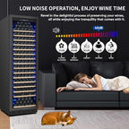 200 Bottle Upgrade Wine Cooler Refrigerator - 24 Inch Large Capacity Wine Fridge Built-In Freestanding, with Quiet Compressor, Professional Temperature Control & Wine Cellar - Black