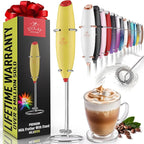 Zulay Kitchen Powerful Milk Frother Wand - Ultra Fast Handheld Drink Mixer - Electric Whisk Foam Maker for Coffee, Lattes, Cappuccino, Matcha & Creamer - Lime N Red